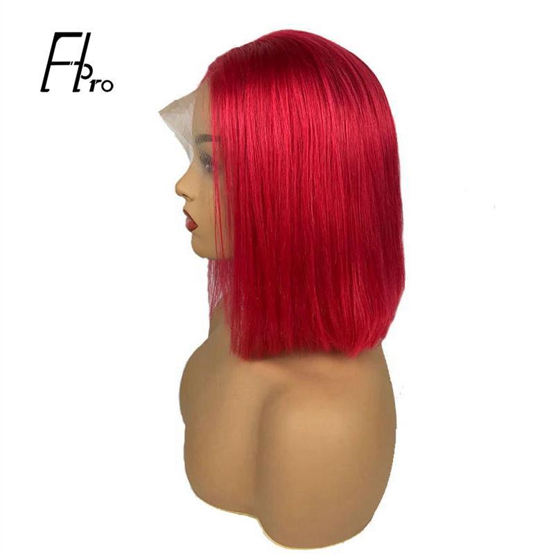 Red Bob Wig 180% Density Straight 13×4 Lace Front Human Hair Wig Natural Hairline